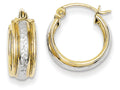 FJC Finejewelers 10k and Rhodium Bright Cut Small Hoop Earrings