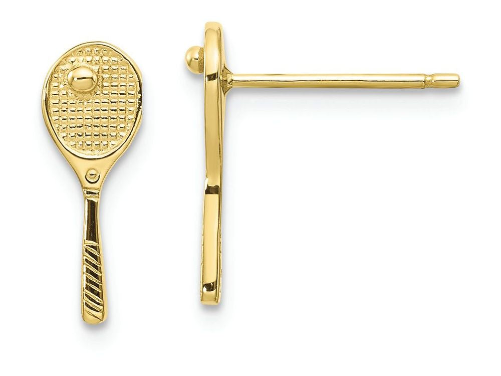 FJC Finejewelers 10k Yellow Gold Mini Tennis Racquet with Ball Post Earrings