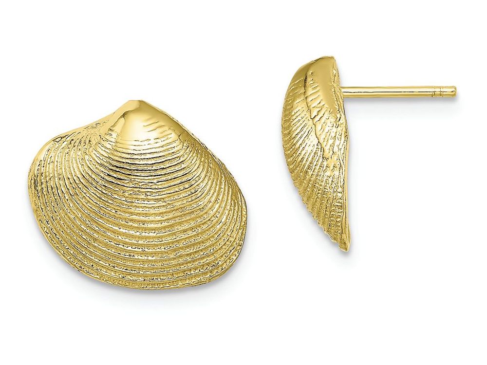 FJC Finejewelers 10k Yellow Gold Clam Shell Post Earrings