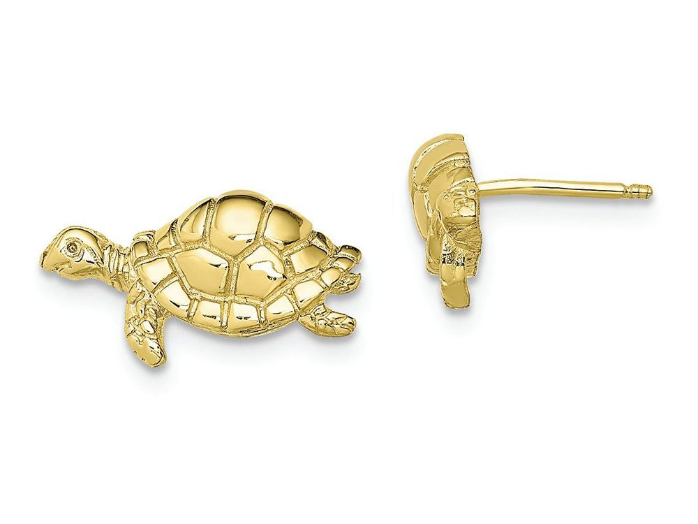 FJC Finejewelers 10k Yellow Gold Swimming Sea Turtle Post Earrings