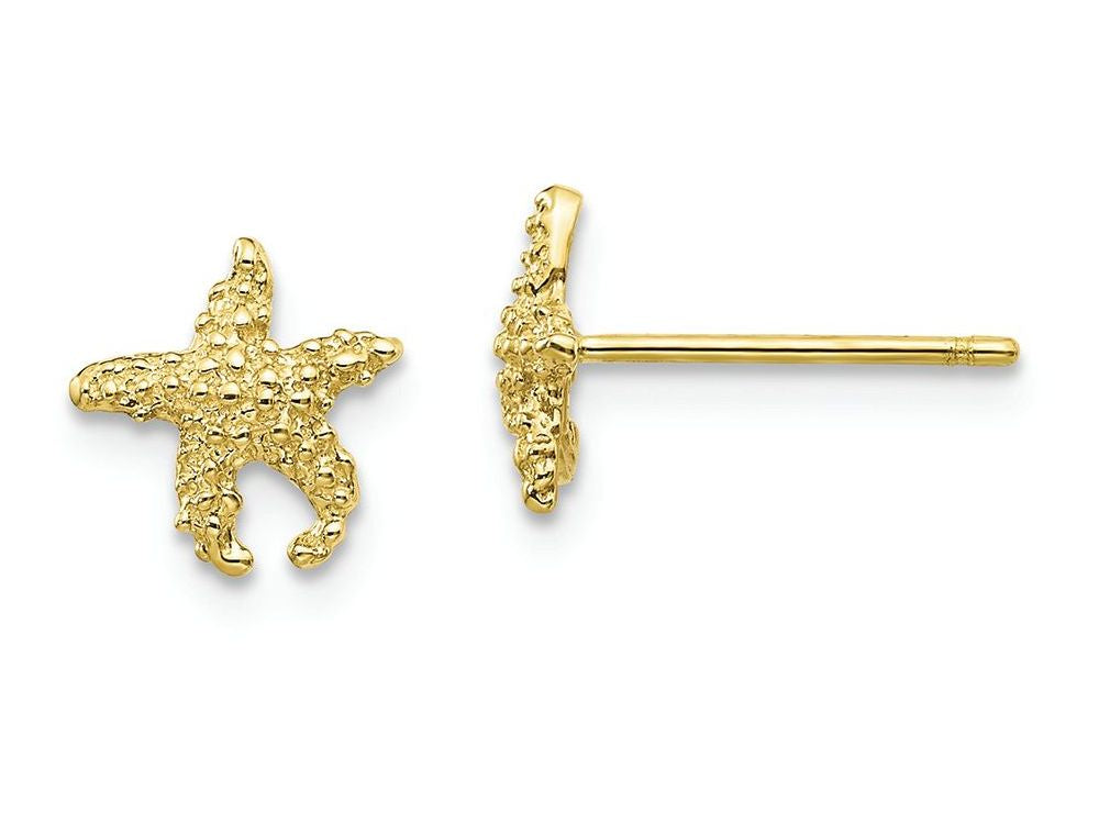 FJC Finejewelers 10k Yellow Gold Polished Textured Starfish Post Earrings