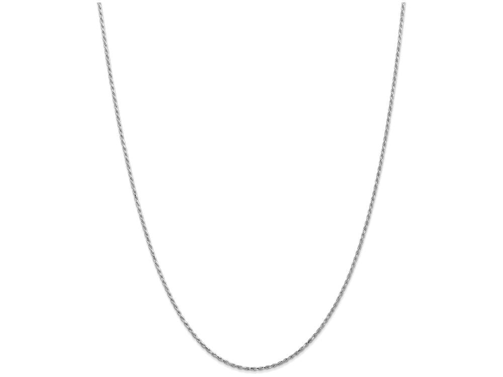 FJC Finejewelers 9 Inch 10k White Gold 1.5mm Machine Made bright-cut Rope Chain Ankle Bracelet (Smaller Ankles)