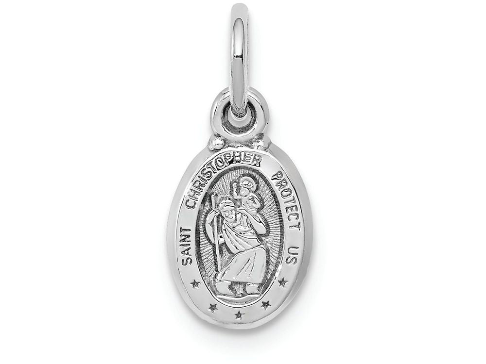 FJC Finejewelers 10k White Gold Saint Christopher Medal Charm
