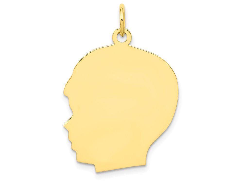 FJC Finejewelers 10k Yellow Gold Plain Large .013 Gauge Facing Left Engravable Boy Head Charm