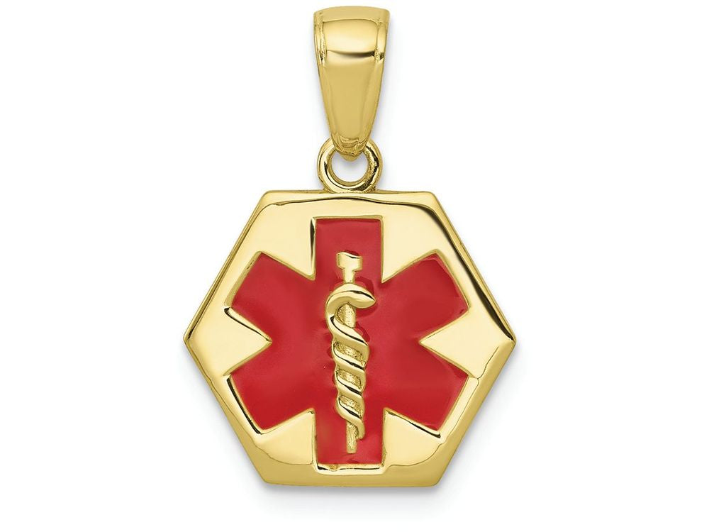 FJC Finejewelers 10k Yellow Gold Enameled Medical Disk Charm