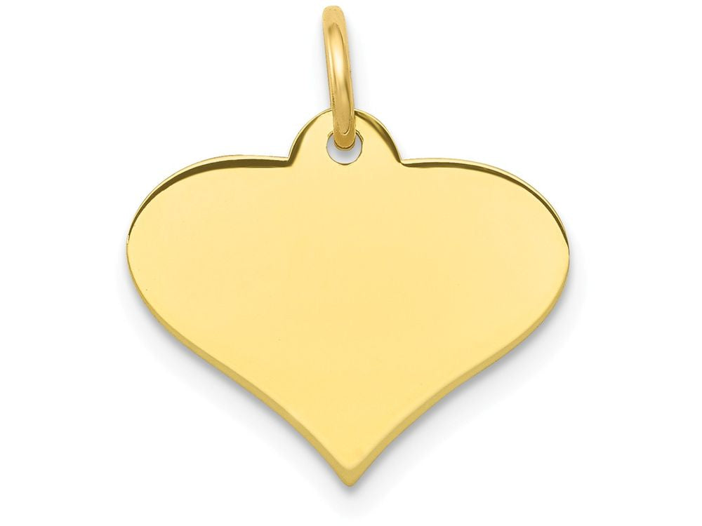 FJC Finejewelers 10k Yellow Gold Plain .018 Gauge Engraveable Heart Disc Charm