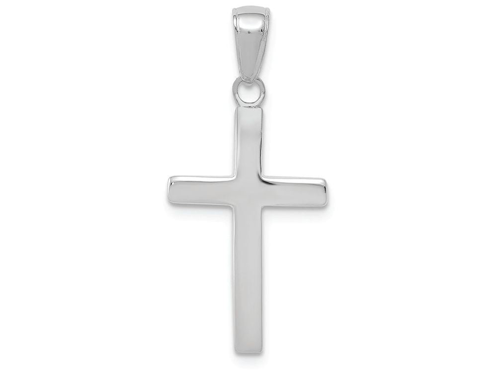 FJC Finejewelers 10k White Gold Beveled Cross with Square Tips Charm