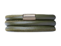 Endless Jewelry Green Leather 57cm/7.5inch Triple Leather Bracelet Steel Finish