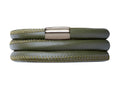 Endless Jewelry Green Leather 63cm/8.5inch Triple Leather Bracelet Steel Finish
