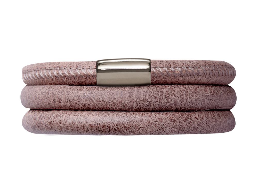 Endless Jewelry Brown Leather 57cm/7.5inch Triple Leather Bracelet Steel Finish