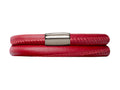 Endless Jewelry Red Leather 36cm/7.0inch Double Leather Bracelet Steel Finish