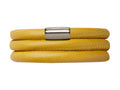Endless Jewelry Yellow Leather 57cm/7.5inch Triple Leather Bracelet Steel Finish