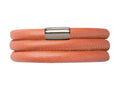 Endless Jewelry Coral Leather 57cm/7.5inch Triple Leather Bracelet Steel Finish