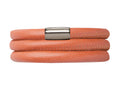 Endless Jewelry Coral Leather 60cm/8.0inch Triple Leather Bracelet Steel Finish