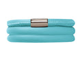 Endless Jewelry Light Blue Leather 54cm/7.0inch Triple Leather Bracelet Steel Finish