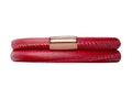 Endless Jewelry Red Leather 40cm/8.0inch Double Leather Bracelet Rose Gold-Tone Finish