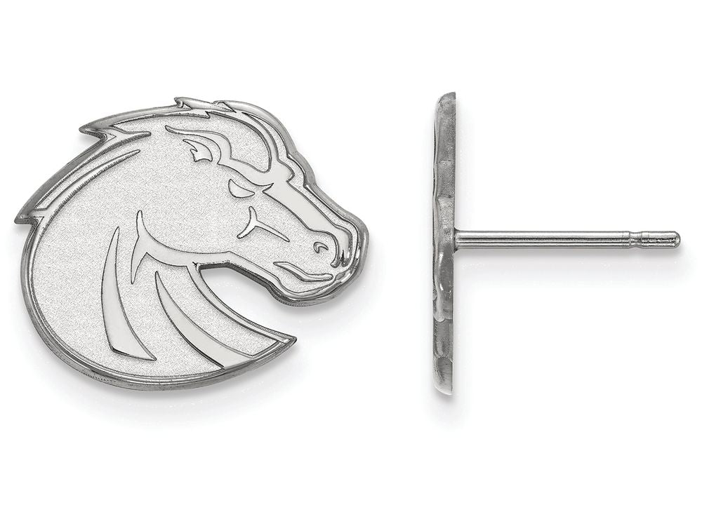10k White Gold Logoart Boise State University Small Post Earrings