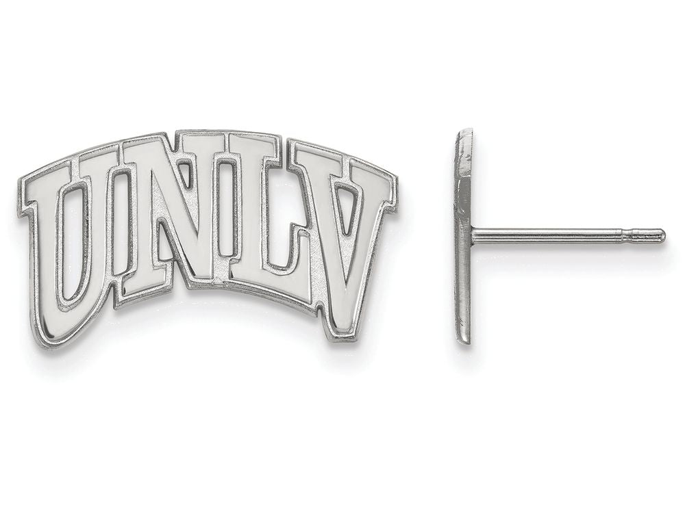 10k White Gold Logoart University Of Nevada Las Vegas Small Post Earrings
