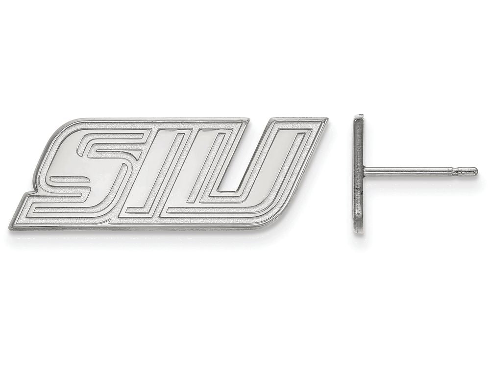 10k White Gold Logoart Southern Illinois University Extra Small Post Earrings