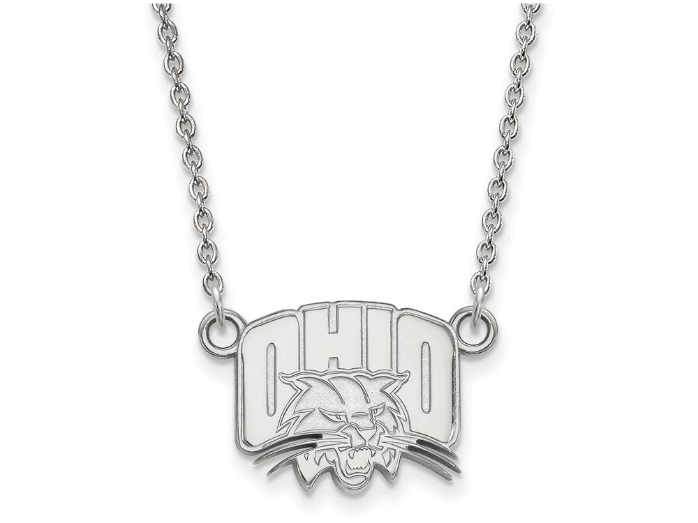 10k White Gold Logoart Ohio University Small Pendant Necklace