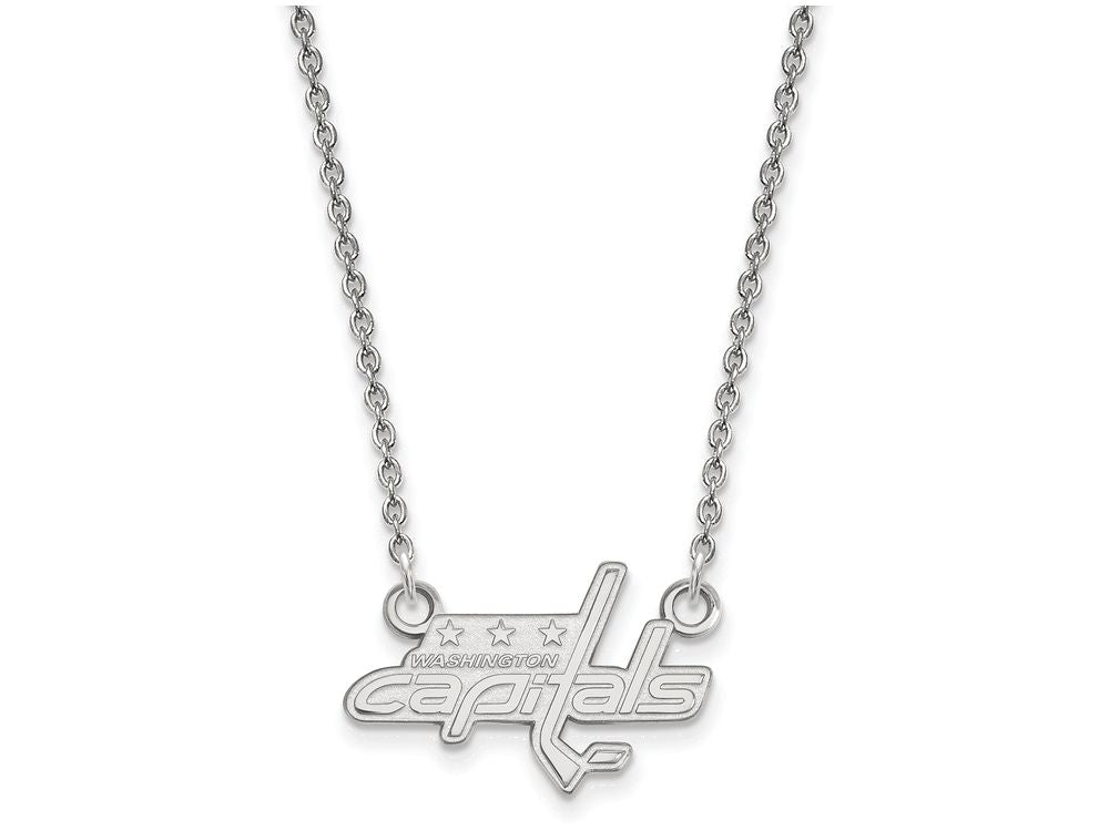 10k White Gold Nhl Logoart Washington Capitals Small Pendant Necklace
