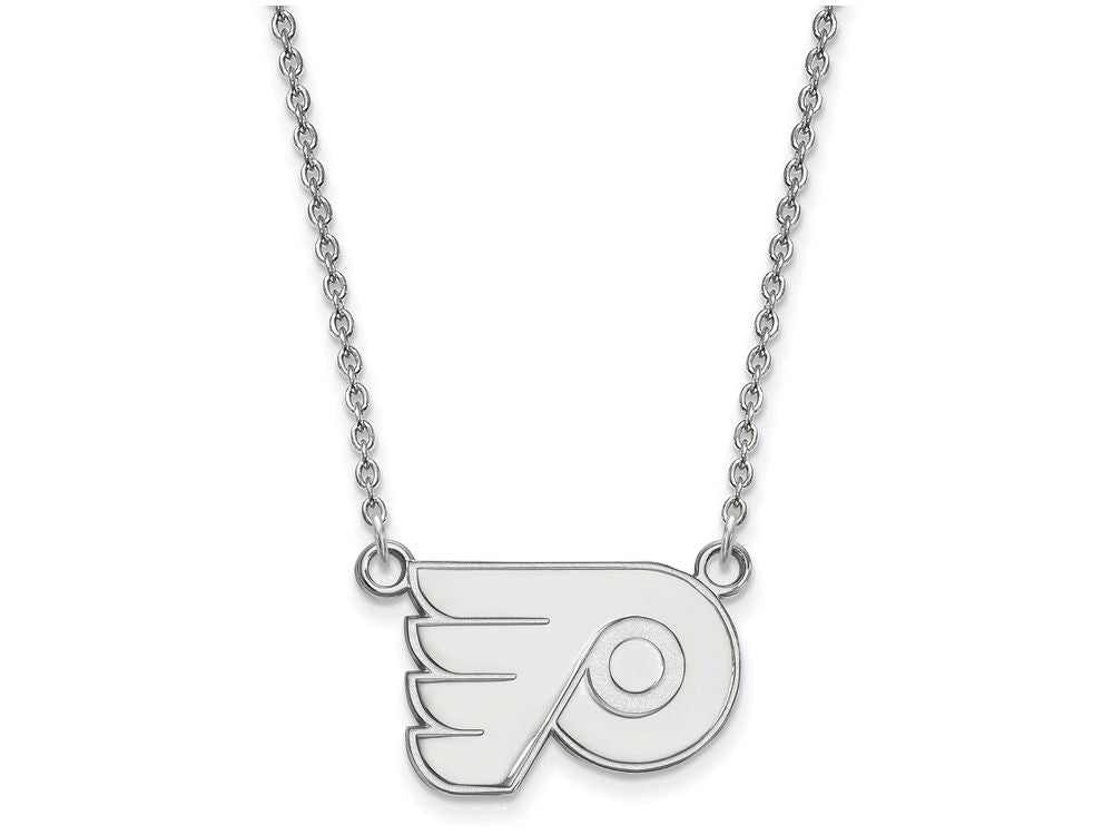 10k White Gold Nhl Logoart Philadelphia Flyers Small Pendant Necklace