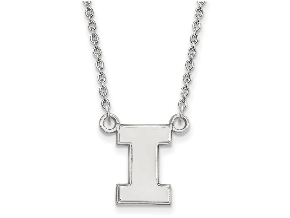 10k White Gold Logoart University Of Illinois Small Pendant Necklace