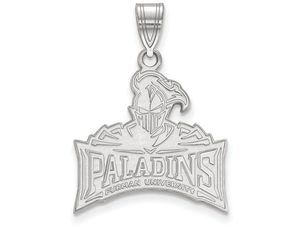 10k White Gold Logoart Furman University Large Pendant