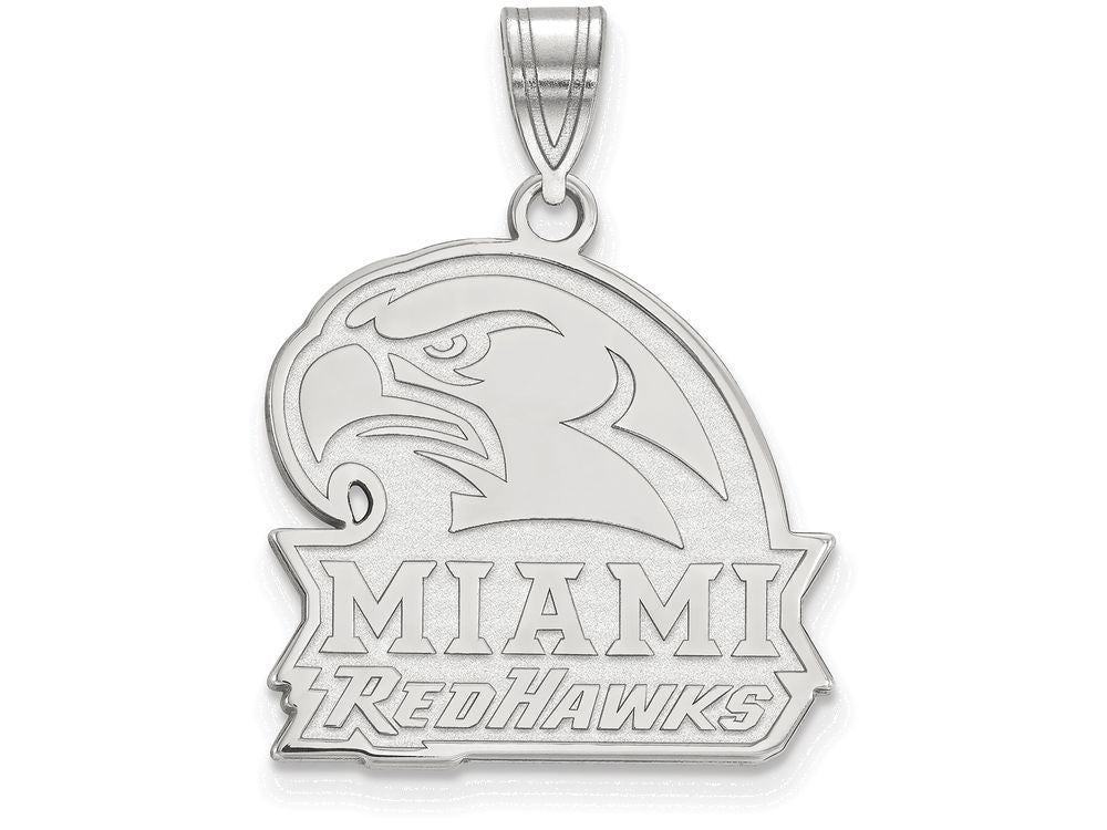 10k White Gold Logoart Miami University Large Pendant