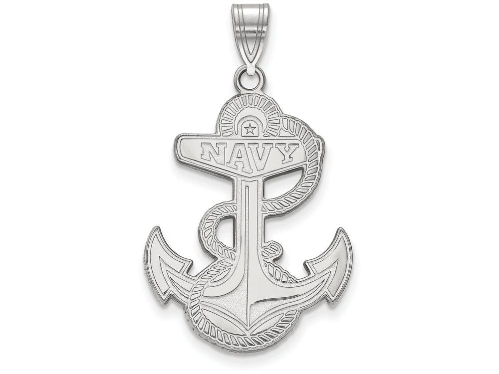 10k White Gold Logoart Navy Extra Large  Pendant