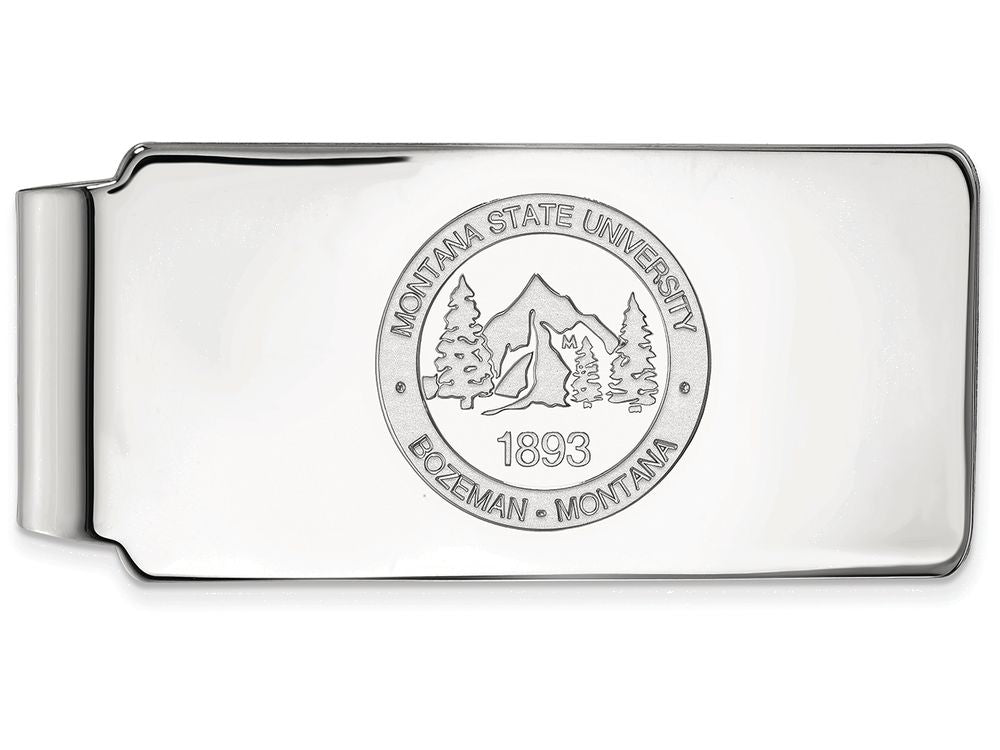 10k White Gold Logoart Montana State University Money Clip Crest