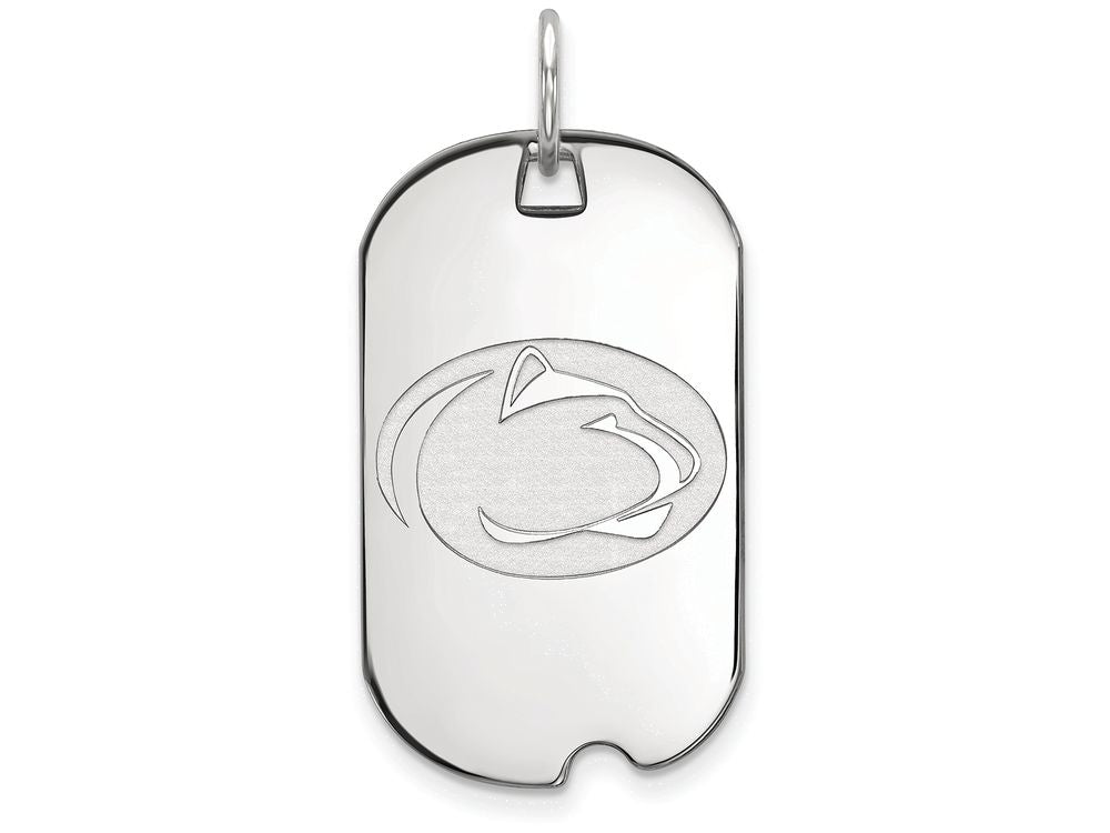 10k White Gold Logoart Penn State University Small Dog Tag Pendant Necklace