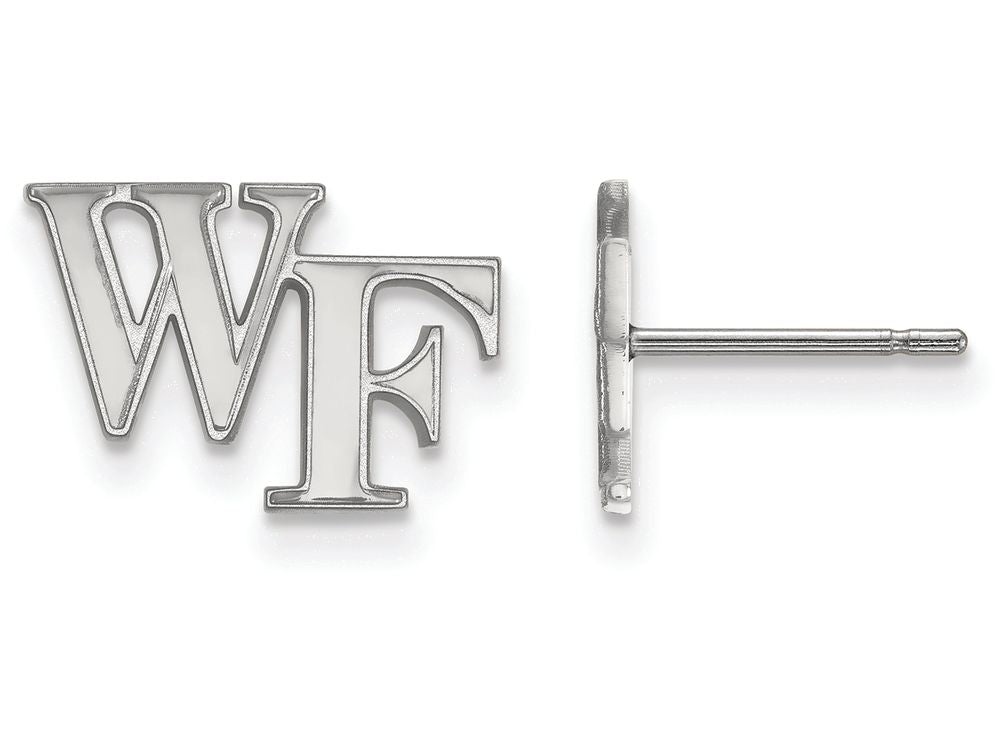 10k White Gold Logoart Wake Forest University Extra Small Post Earringss