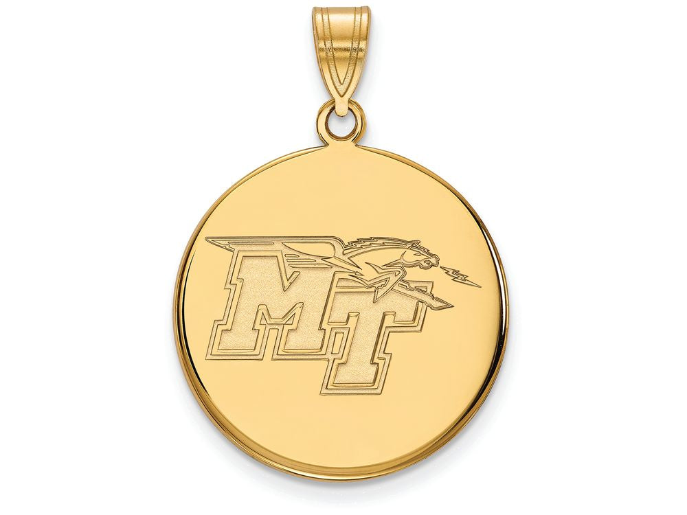 10k Yellow Gold Logoart Middle Tennessee State University Large Disc Pendant
