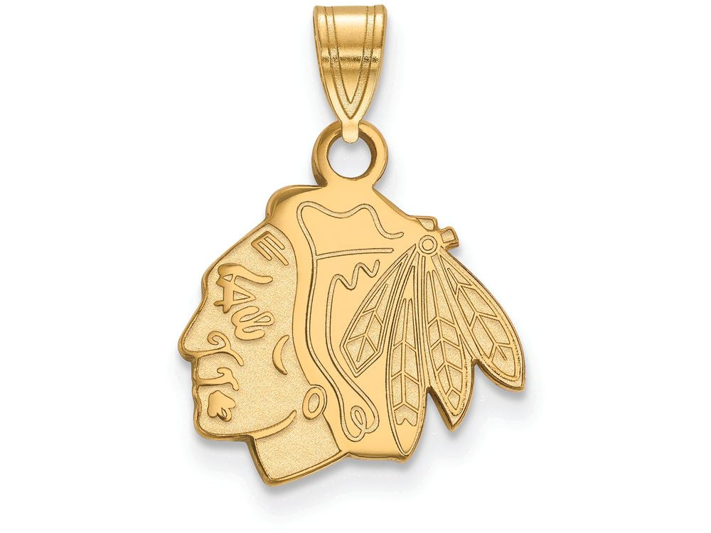 10k Yellow Gold Nhl Logoart Chicago Blackhawks Small Pendant