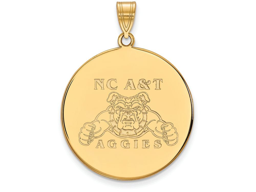 10k Yellow Gold Logoart North Carolina Aandt Extra Large  Disc Pendant