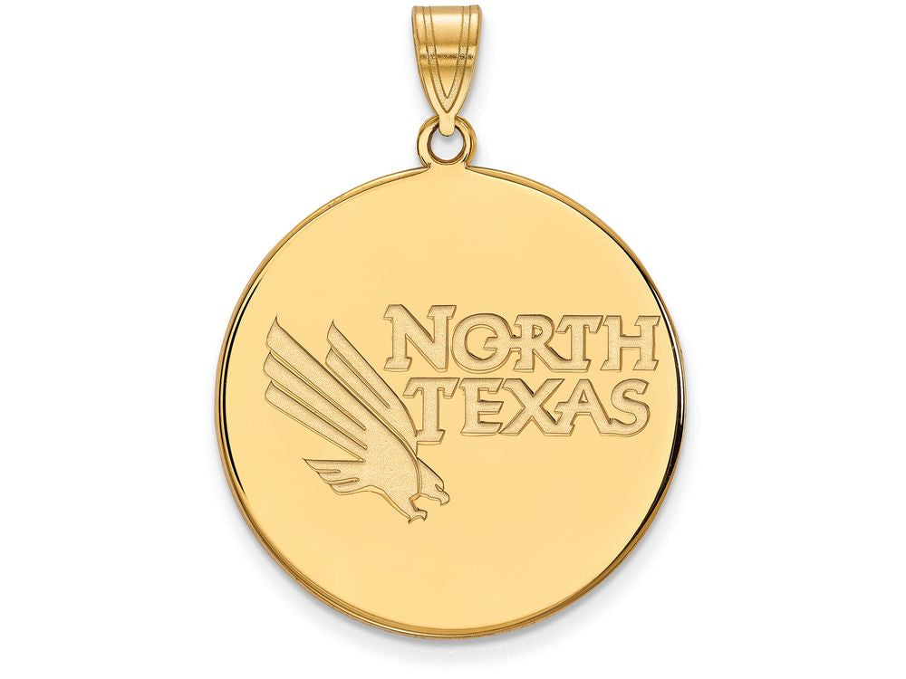10k Yellow Gold Logoart University Of North Texas Extra Large  Disc Pendant