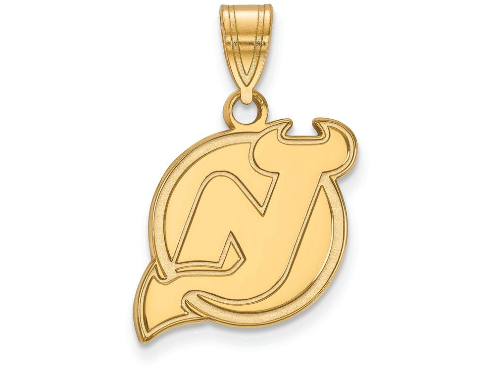 10k Yellow Gold Nhl Logoart New Jersey Devils Medium Pendant