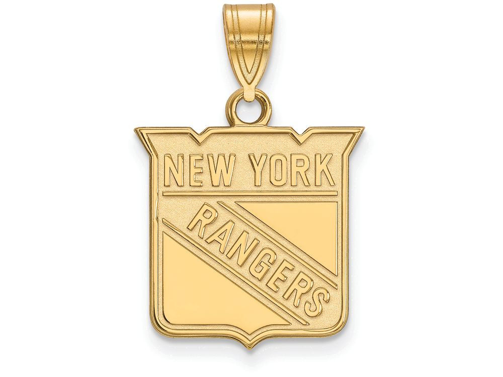 10k Yellow Gold Nhl Logoart New York Rangers Medium Pendant