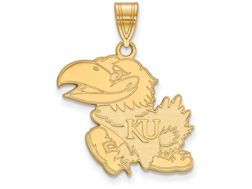 10k Yellow Gold Logoart University Of Kansas Large Pendant