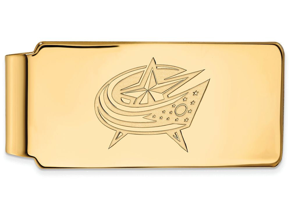10k Yellow Gold Nhl Logoart Columbus Blue Jackets Money Clip