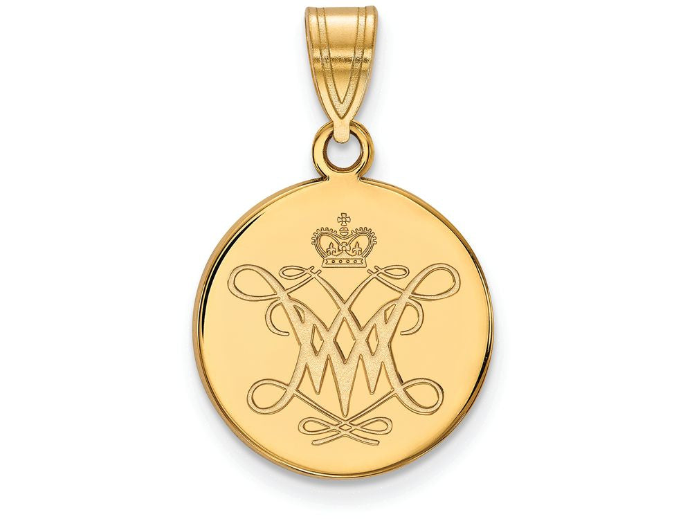 10k Yellow Gold Logoart William And Mary Medium Disc Pendant