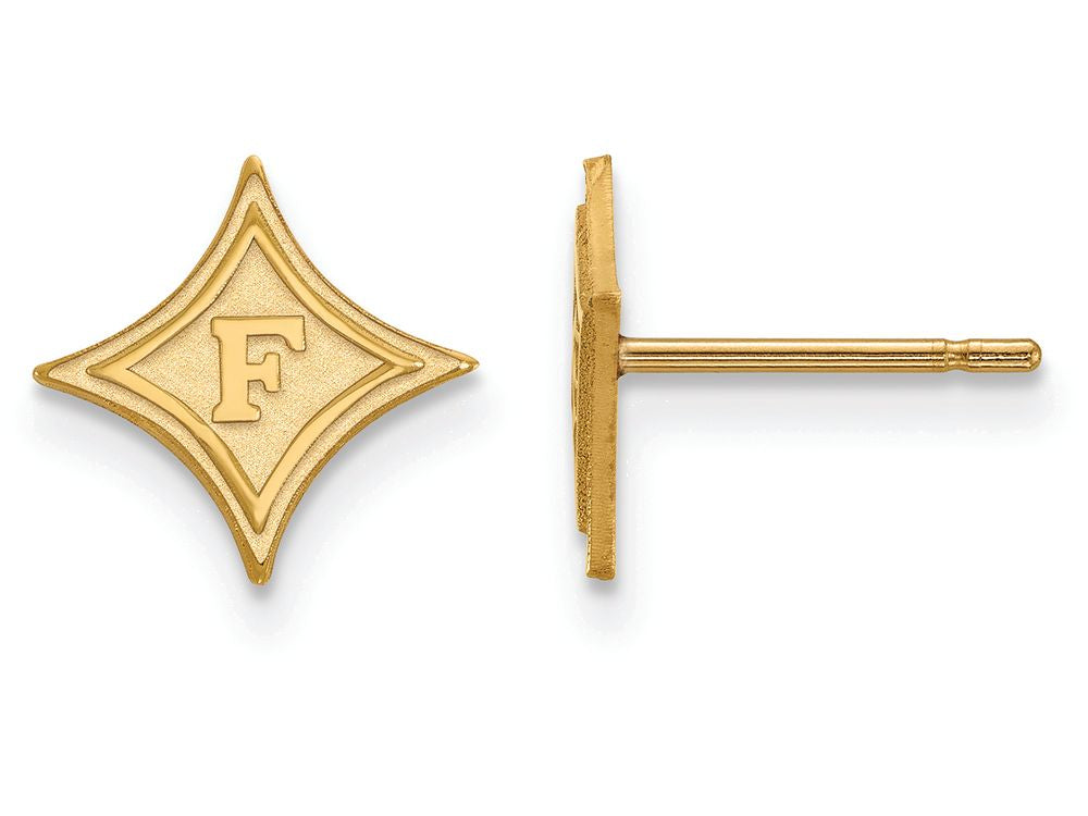 10k Yellow Gold Logoart Furman University Extra Small Post Earrings