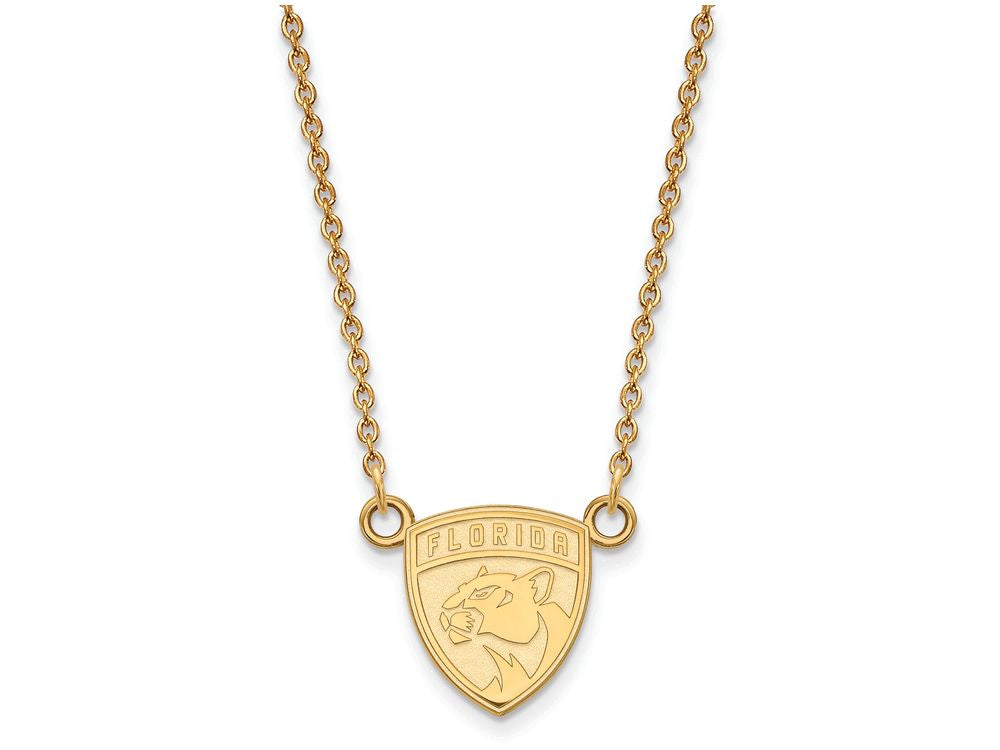10k Yellow Gold Nhl Logoart Florida Panthers Small Pendant Necklace