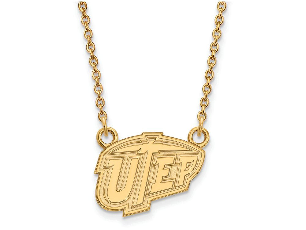 10k Yellow Gold Logoart The University Of Texas At El Paso Small Pendant Necklace