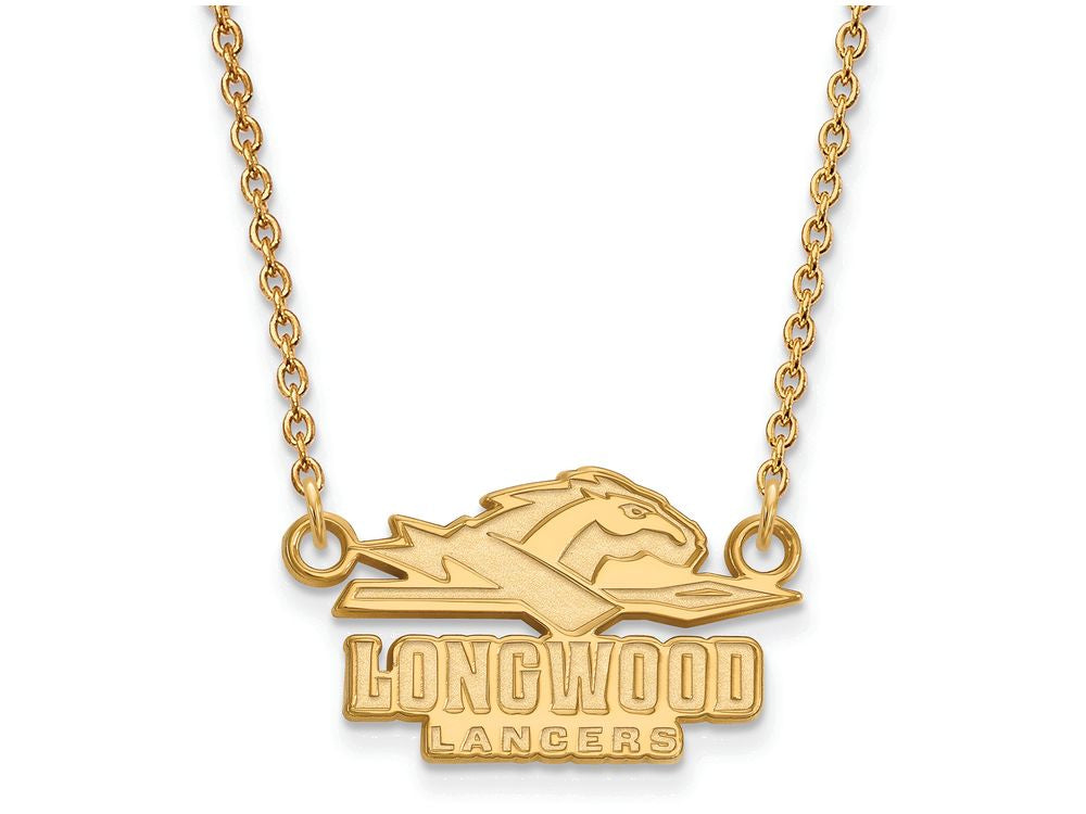 10k Yellow Gold Logoart Longwood University Small Pendant Necklace