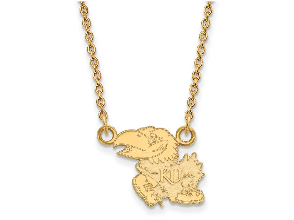 10k Yellow Gold Logoart University Of Kansas Small Pendant Necklace