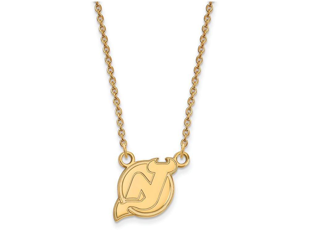 10k Yellow Gold Nhl Logoart New Jersey Devils Small Pendant Necklace