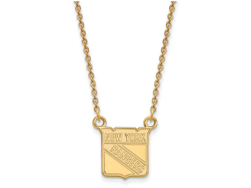 10k Yellow Gold Nhl Logoart New York Rangers Small Pendant Necklace