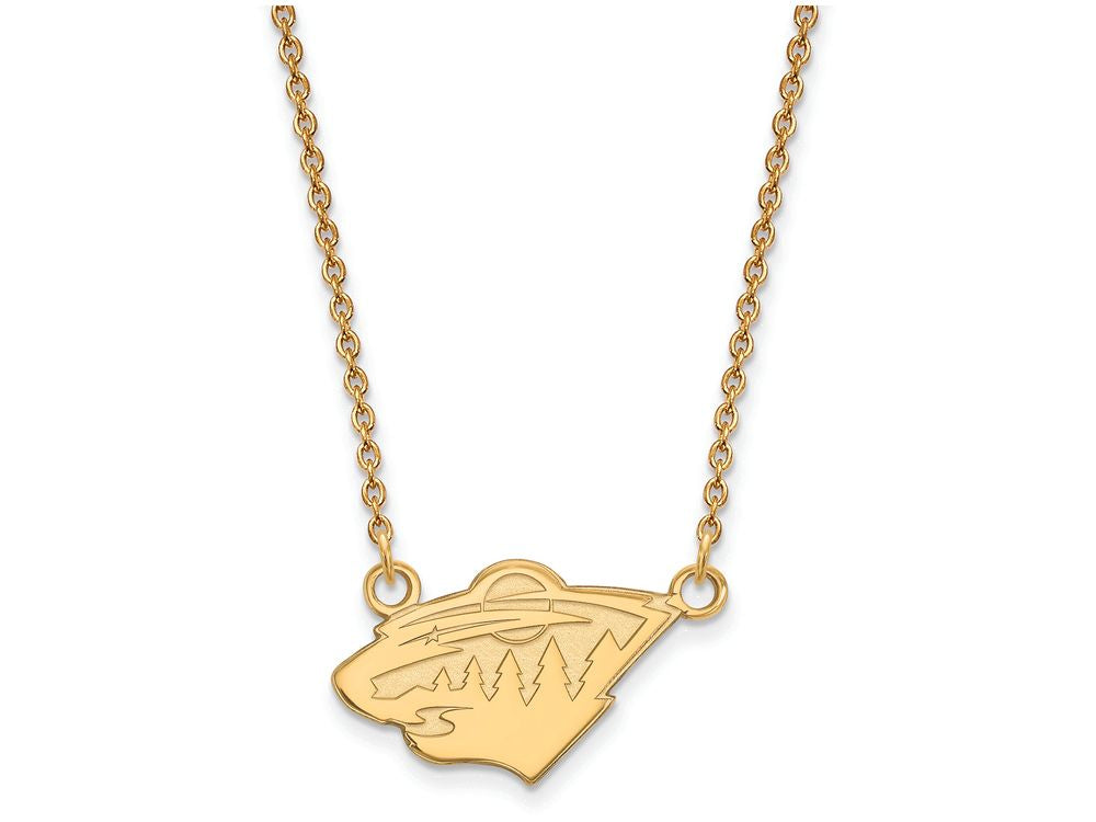 10k Yellow Gold Nhl Logoart Minnesota Wild Small Pendant Necklace